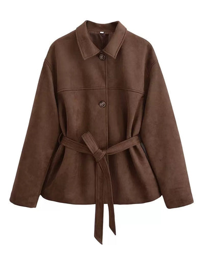 Wildleder Jacke mit Gürtel