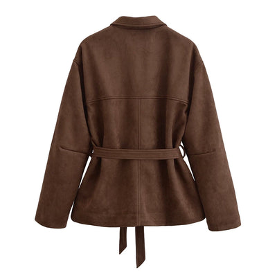 Wildleder Jacke mit Gürtel