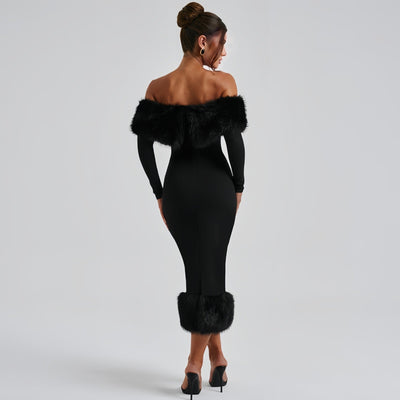 Elegantes Mae Abendkleid mit Pelz